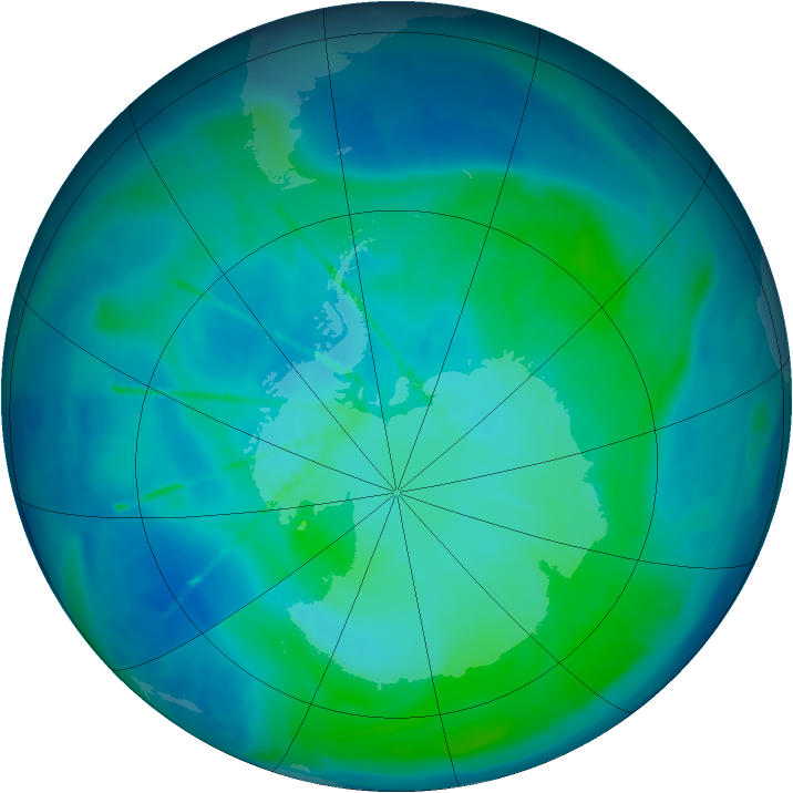 Antarctic ozone map for 24 January 2009